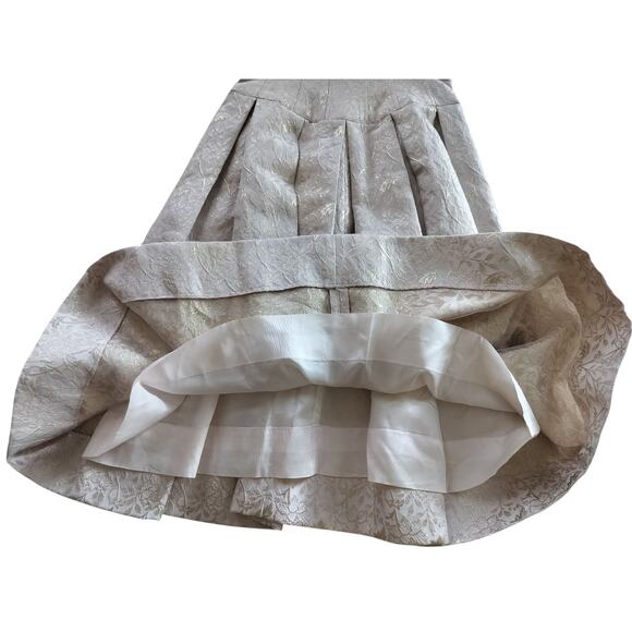 Teri Jon by Rickie Freedman Metallic Jacquard Pleated Cocktail Midi Dress Size 2 - Picture 5 of 13